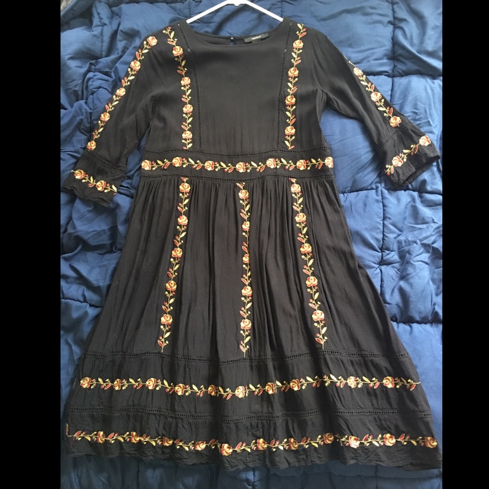 Floral Black Dress - F21